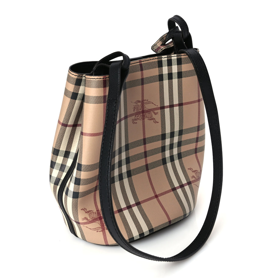 Burberry Haymarket Check Colours Small Lorne Bucket Crossbody Black Image 2