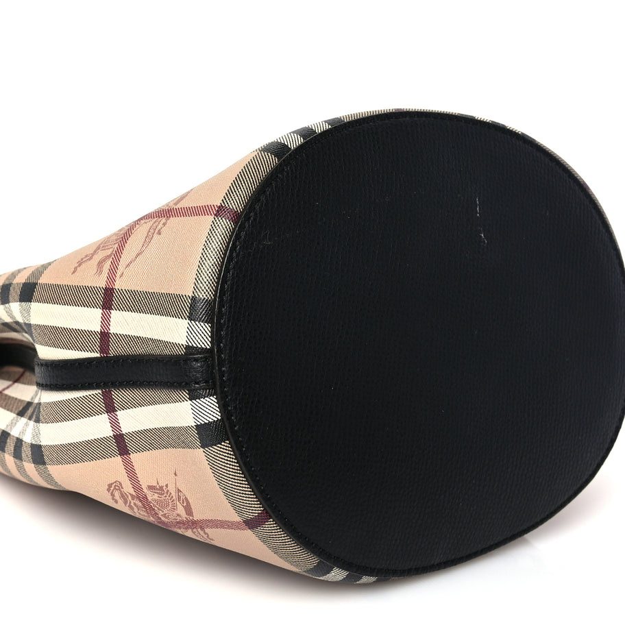 Burberry Haymarket Check Colours Small Lorne Bucket Crossbody Black Image 7