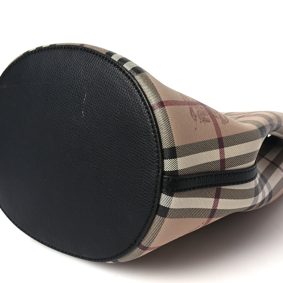 Burberry Haymarket Check Colours Small Lorne Bucket Crossbody Black Image 8