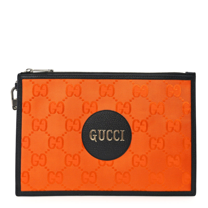  Gucci Econyl Nylon Monogram Off The Grid Zip Pouch Carrot Orange
