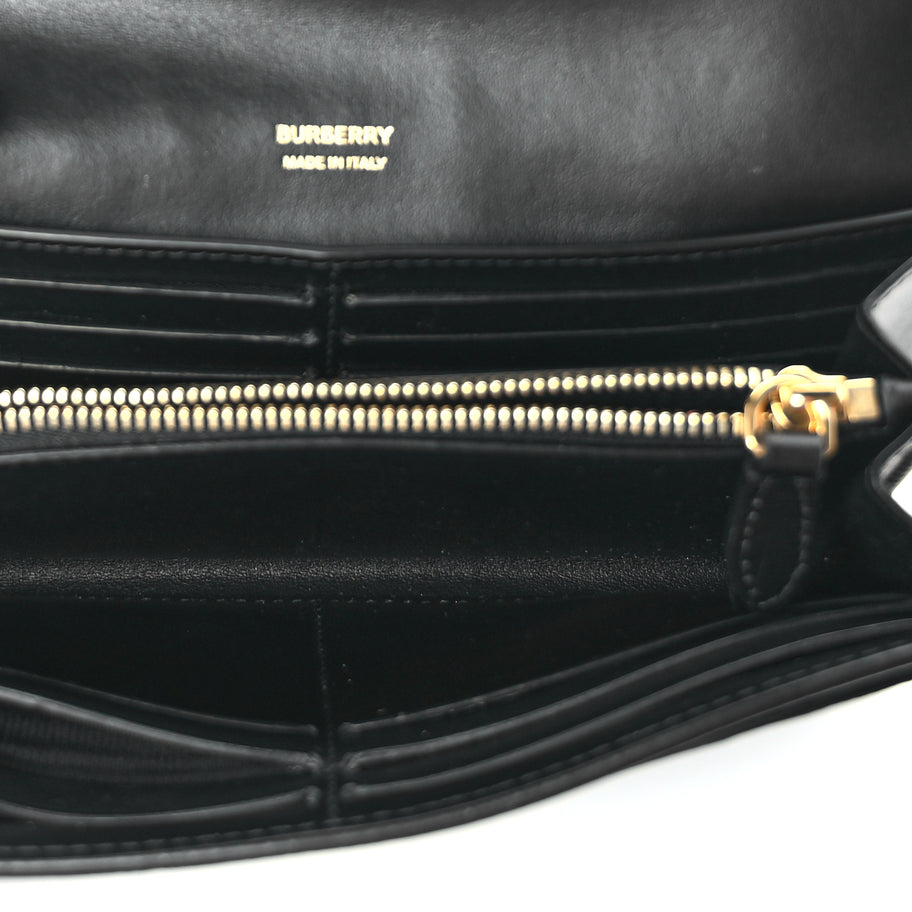 Burberry Calfskin Crocodile Embossed TB Continental Wallet Black Image 5