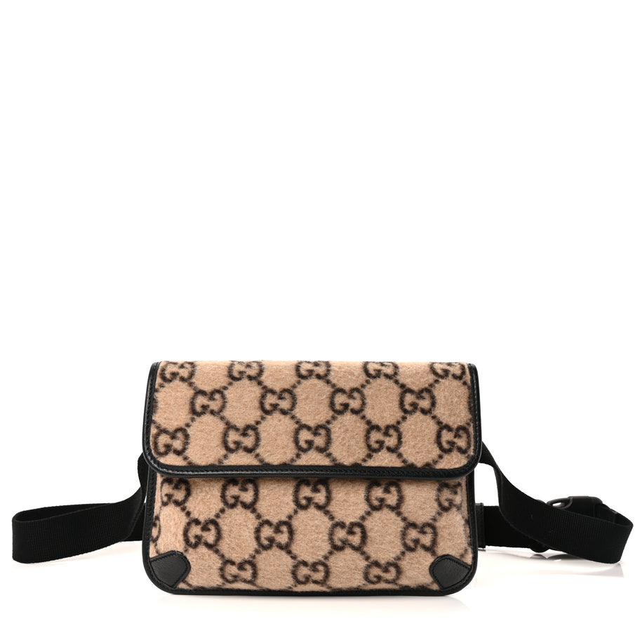 Gucci Covered Wool GG Monogram Slim Belt Bag  Beige Image 1