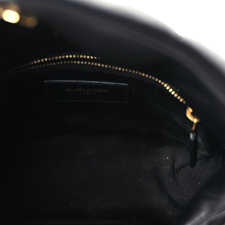 Saint Laurent Lambskin Quilted Toy Loulou Puffer Monogram Chain Satchel Black Image 4