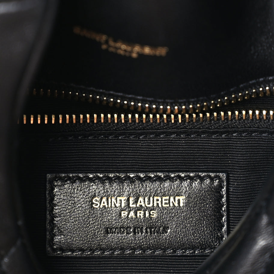 Saint Laurent Lambskin Quilted Toy Loulou Puffer Monogram Chain Satchel Black Image 5