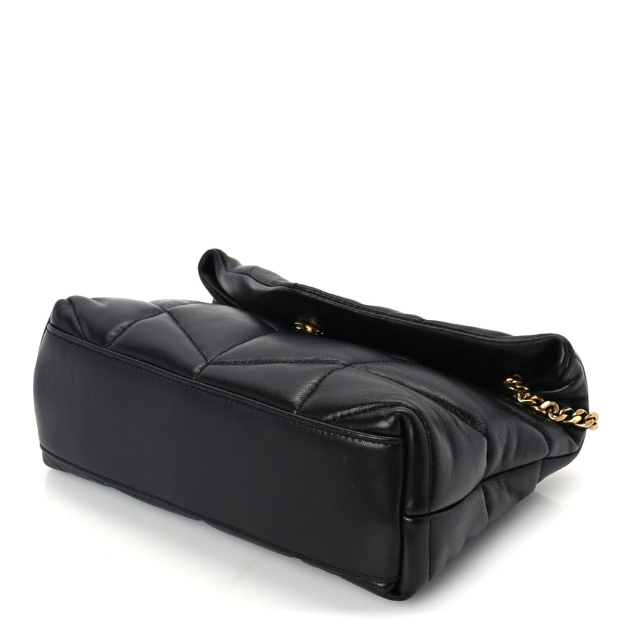 Saint Laurent Lambskin Quilted Toy Loulou Puffer Monogram Chain Satchel Black Image 8