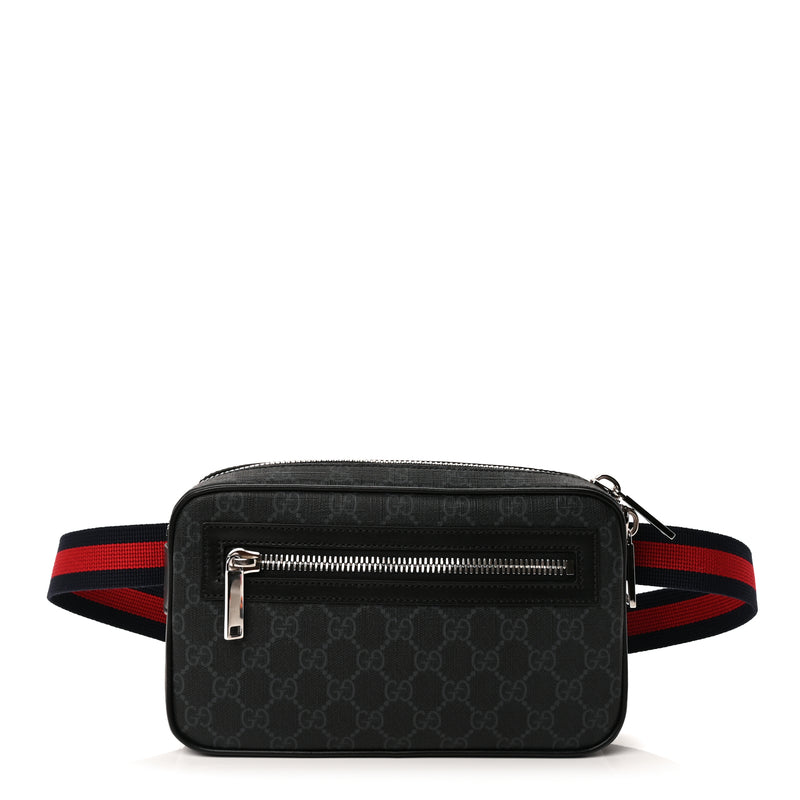  Gucci Soft GG Supreme Monogram Web Belt Bag Black Grey