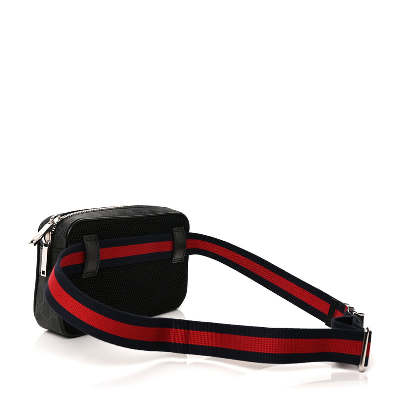  Gucci Soft GG Supreme Monogram Web Belt Bag Black Grey