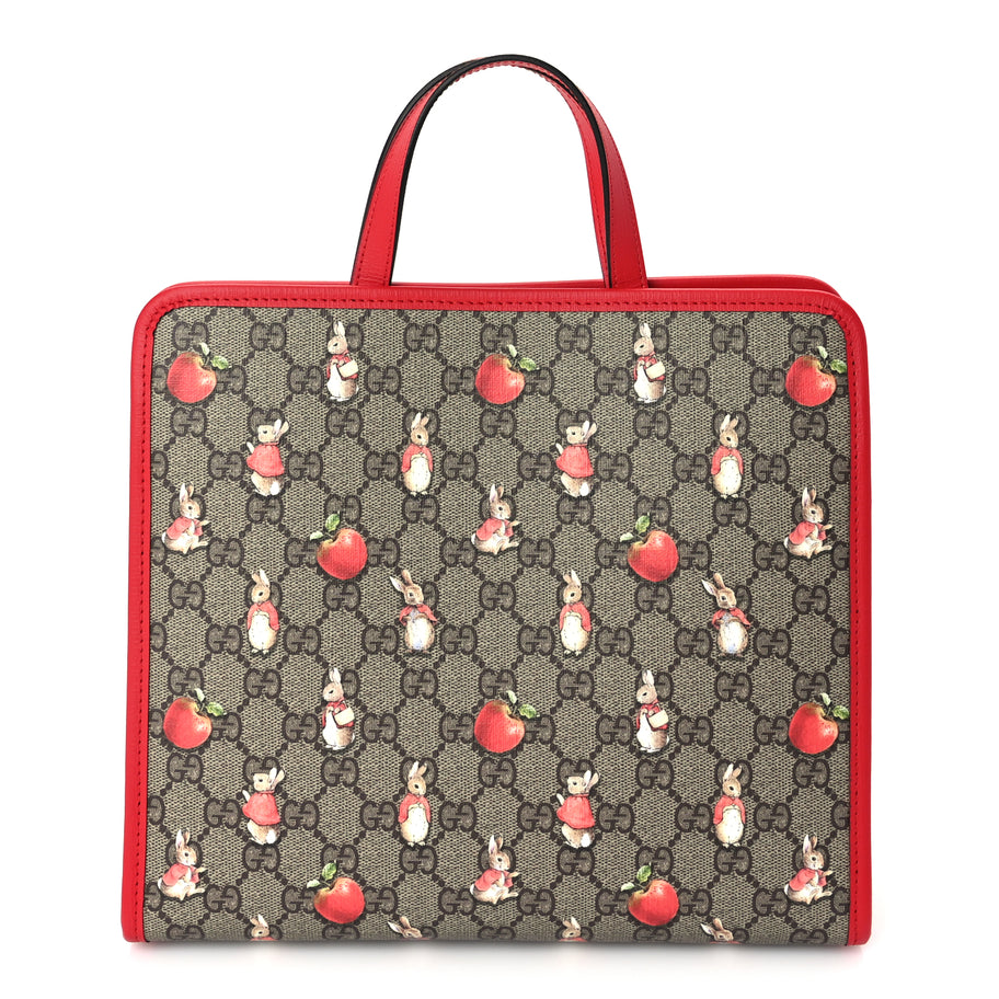 Gucci X Peter Rabbit GG Supreme Monogram Rabbit Apple Childrens Tote Beige Ebony Multicolor Bright Hibiscus Image 1