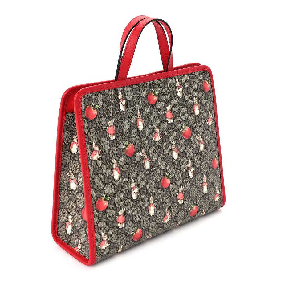 Gucci X Peter Rabbit GG Supreme Monogram Rabbit Apple Childrens Tote Beige Ebony Multicolor Bright Hibiscus Image 2