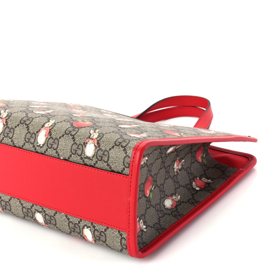 Gucci X Peter Rabbit GG Supreme Monogram Rabbit Apple Childrens Tote Beige Ebony Multicolor Bright Hibiscus Image 9