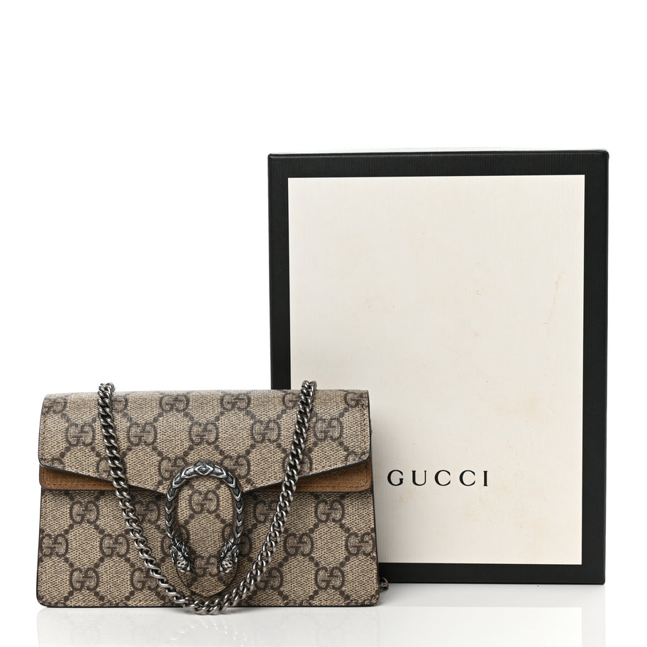 Gucci GG Supreme Monogram Super Mini Dionysus Shoulder Bag Taupe Image 10