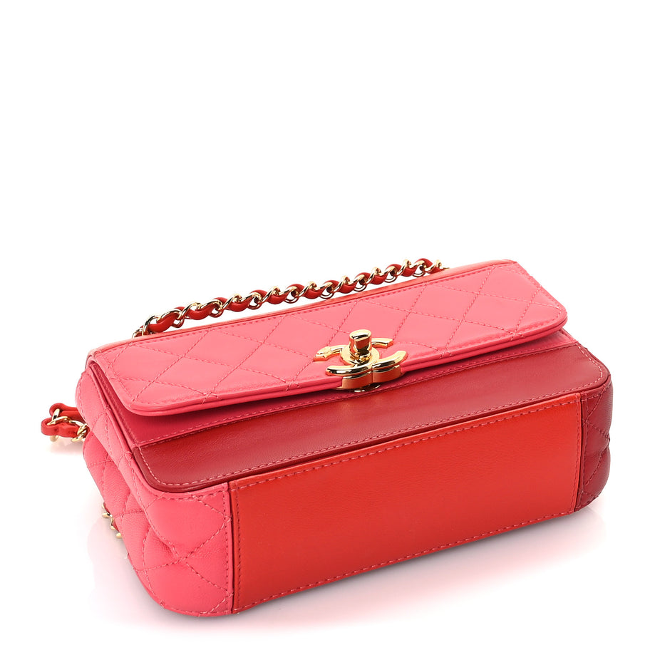 Chanel Lambskin Calfskin Quilted Shoulder Flap Bag  Red Image 3