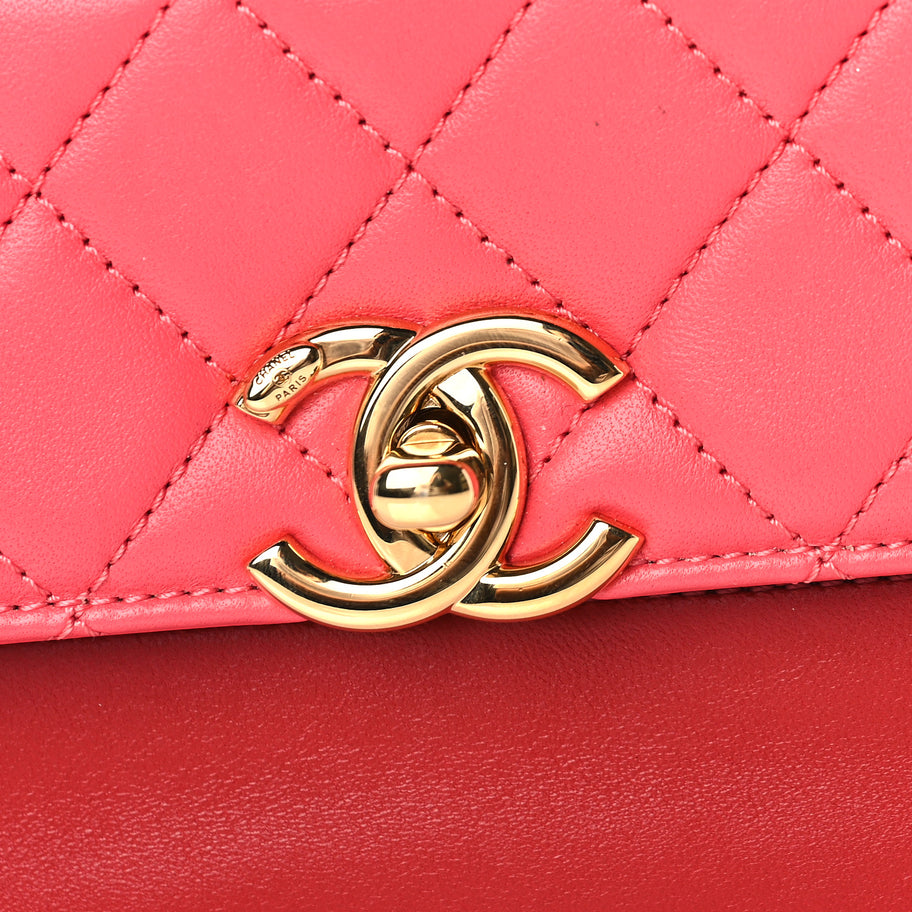 Chanel Lambskin Calfskin Quilted Shoulder Flap Bag  Red Image 7