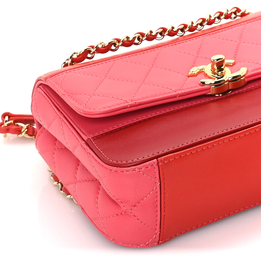 Chanel Lambskin Calfskin Quilted Shoulder Flap Bag  Red Image 8
