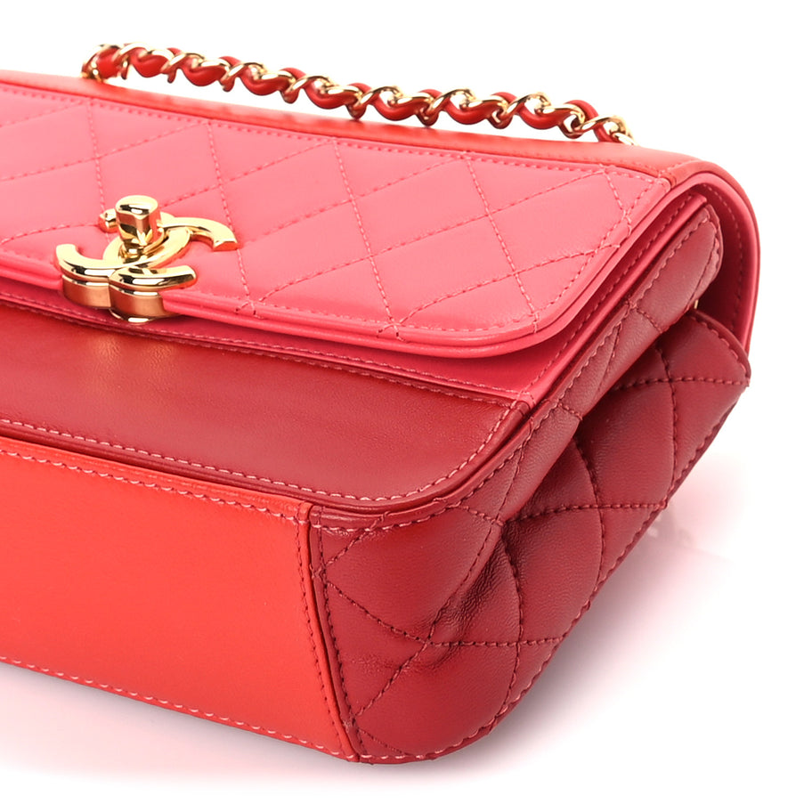 Chanel Lambskin Calfskin Quilted Shoulder Flap Bag  Red Image 9