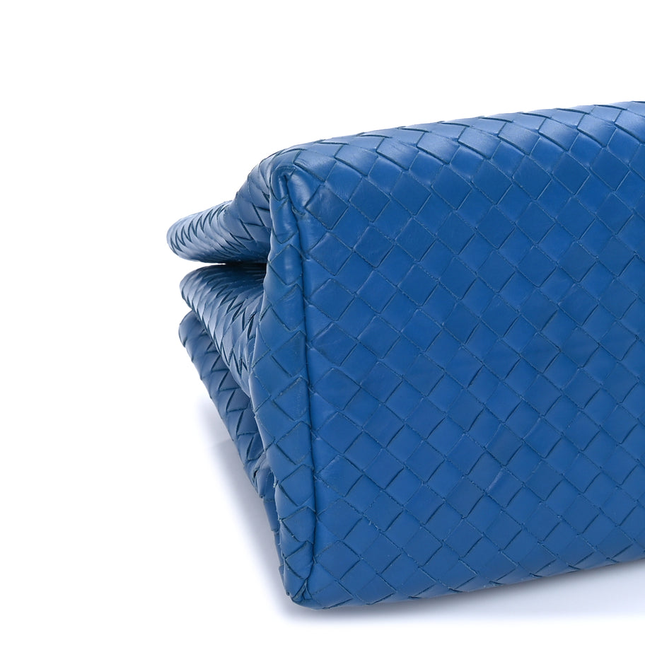 Bottega Veneta Light Calf Intrecciato Small Roma Tote  Blue Image 7