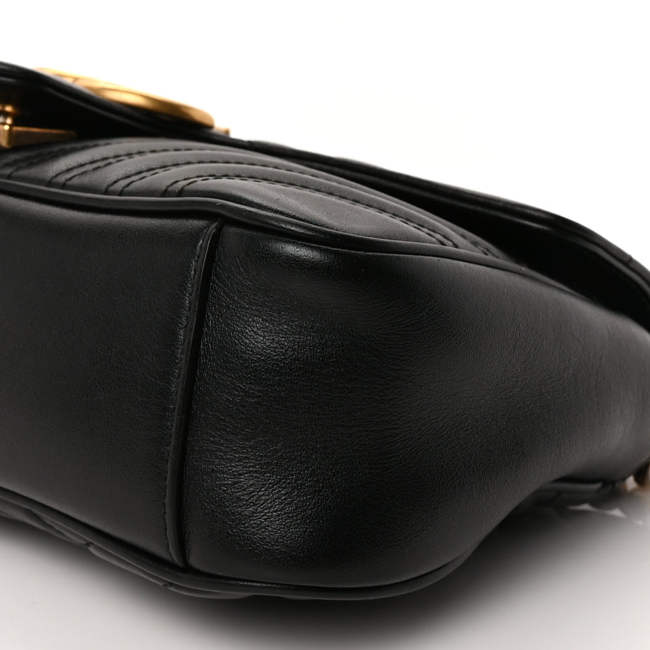 Gucci Calfskin Matelasse Small GG Marmont Shoulder Bag Black Image 8