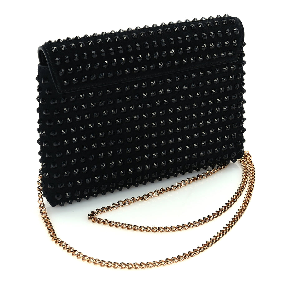 Versace Suede Studded Medusa Chain Clutch Black Image 2