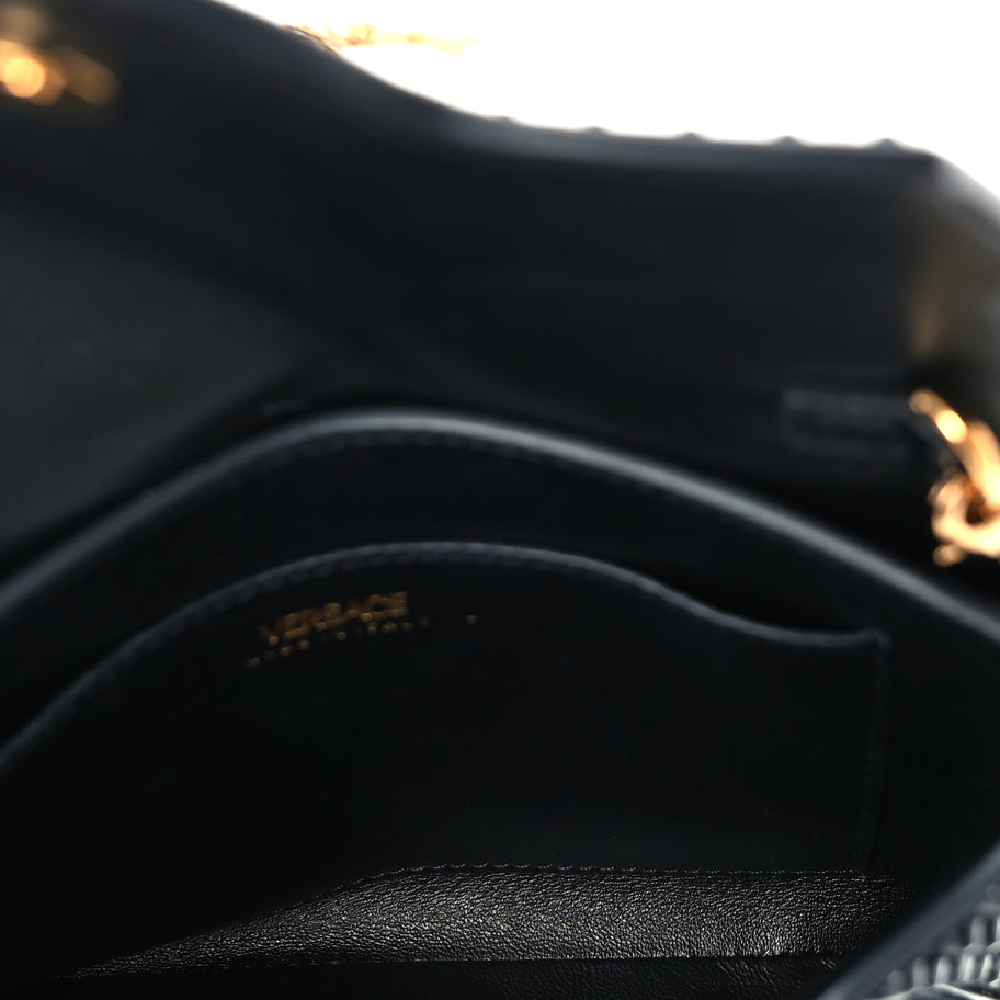 Versace Suede Studded Medusa Chain Clutch Black Image 4