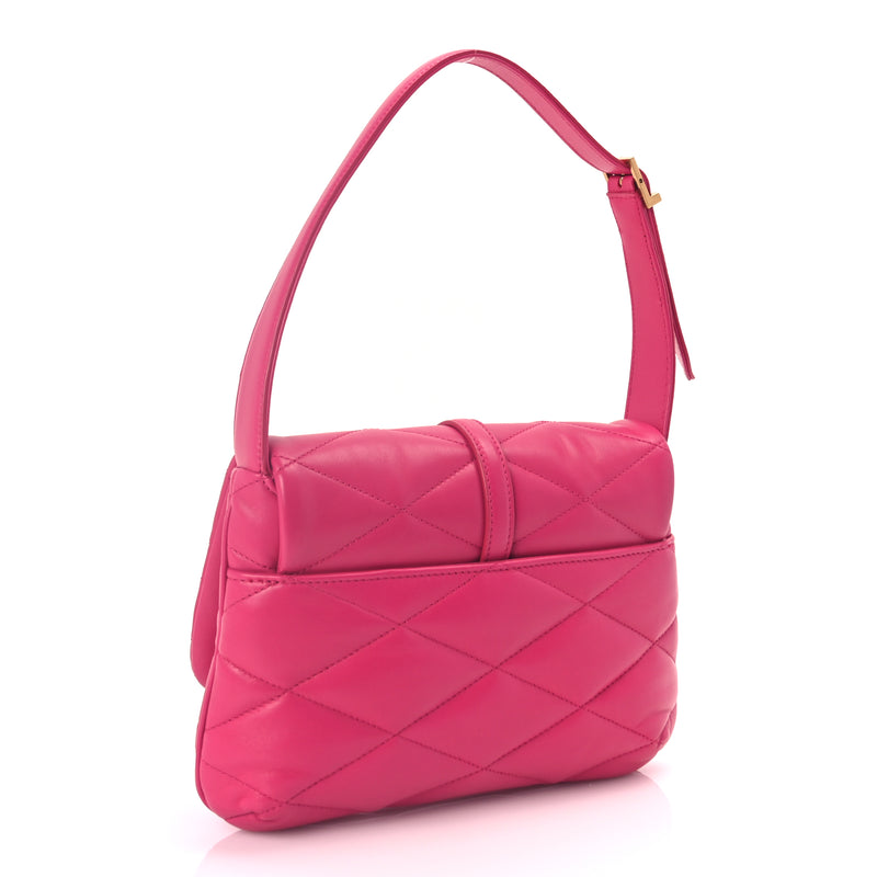  Saint Laurent Lambskin Quilted Le 57 Diamond Shoulder Bag Lipstick Fuschia
