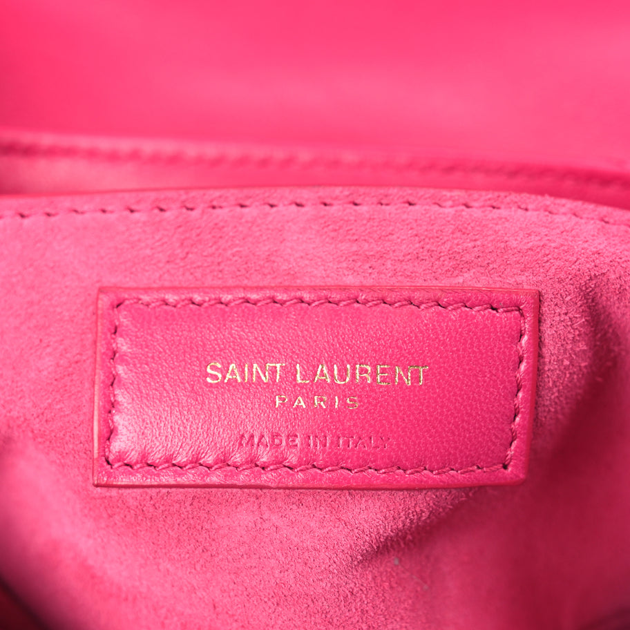 Saint Laurent Lambskin Quilted Le 57 Diamond Shoulder Bag Lipstick Fuschia Image 5
