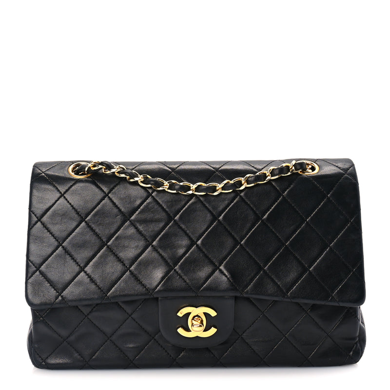  Chanel Lambskin Quilted Medium Double Flap Black