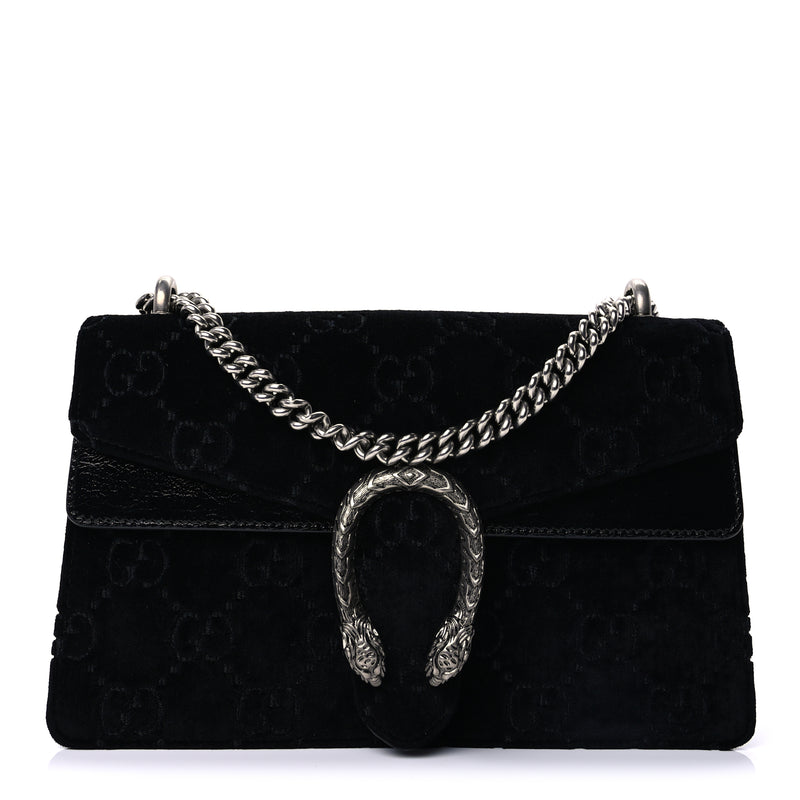  Gucci Velvet GG Monogram Small Dionysus Shoulder Bag Black
