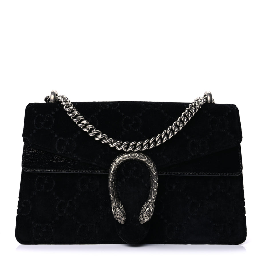 Gucci Velvet GG Monogram Small Dionysus Shoulder Bag Black Image 1