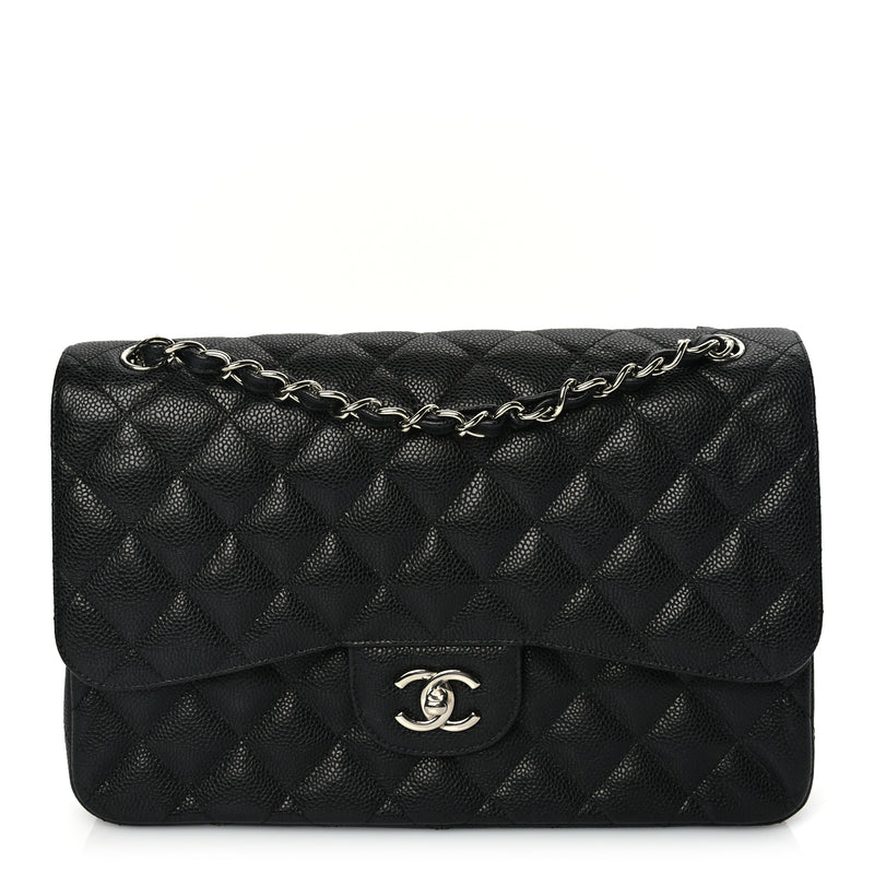  Chanel Caviar Quilted Jumbo Double Flap Black