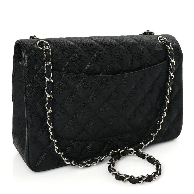  Chanel Caviar Quilted Jumbo Double Flap Black