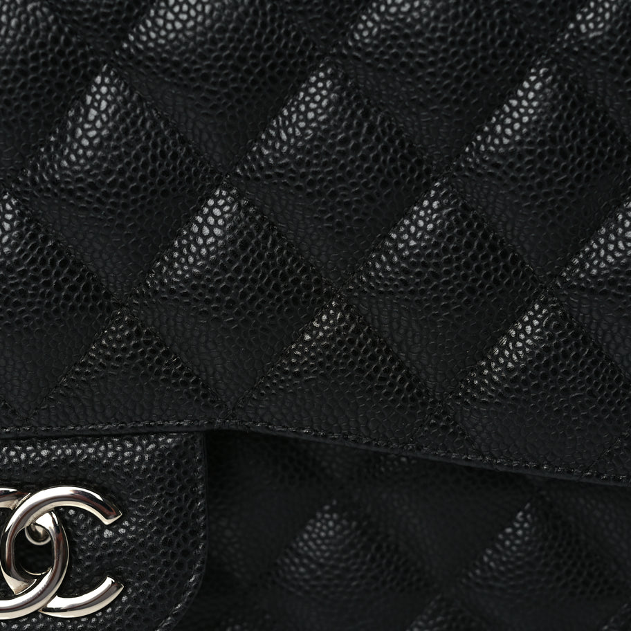 Chanel Caviar Quilted Jumbo Double Flap Black Image 7
