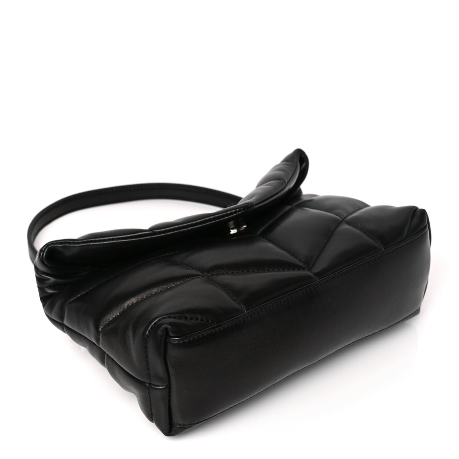 Saint Laurent Lambskin Quilted Toy Loulou Puffer Monogram Chain Satchel Black Image 3