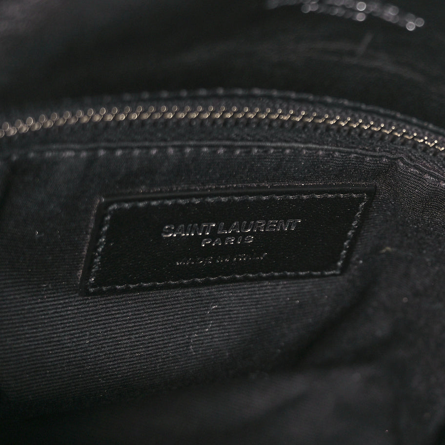Saint Laurent Lambskin Quilted Toy Loulou Puffer Monogram Chain Satchel Black Image 5