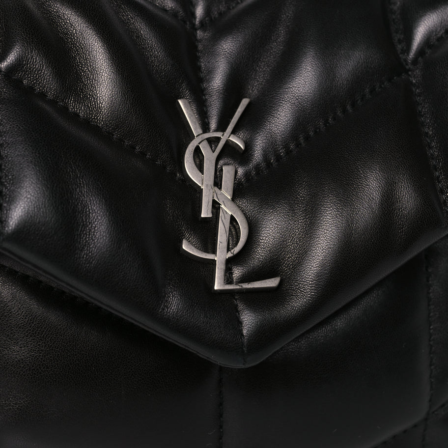 Saint Laurent Lambskin Quilted Toy Loulou Puffer Monogram Chain Satchel Black Image 7