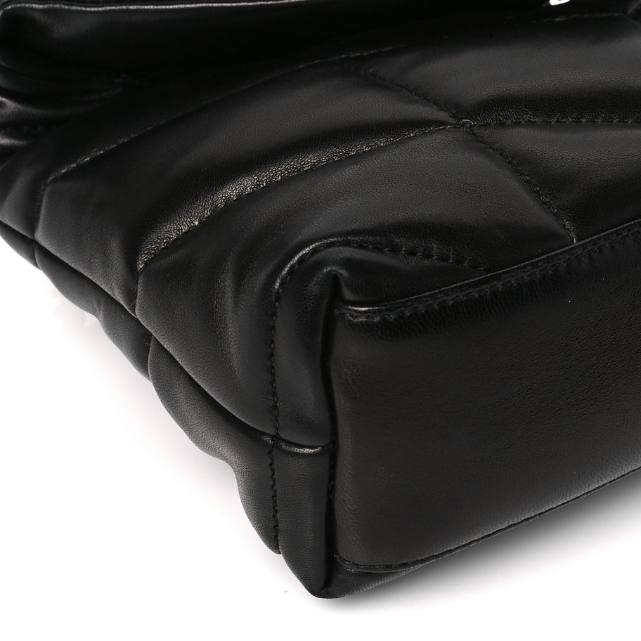 Saint Laurent Lambskin Quilted Toy Loulou Puffer Monogram Chain Satchel Black Image 8