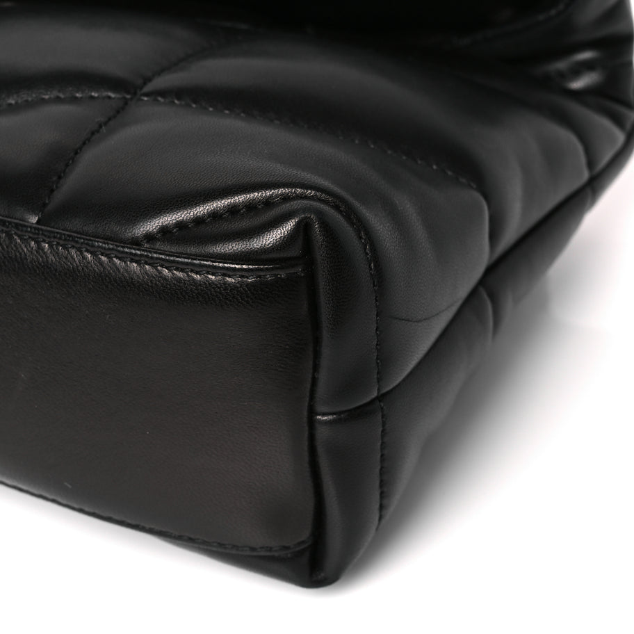 Saint Laurent Lambskin Quilted Toy Loulou Puffer Monogram Chain Satchel Black Image 9