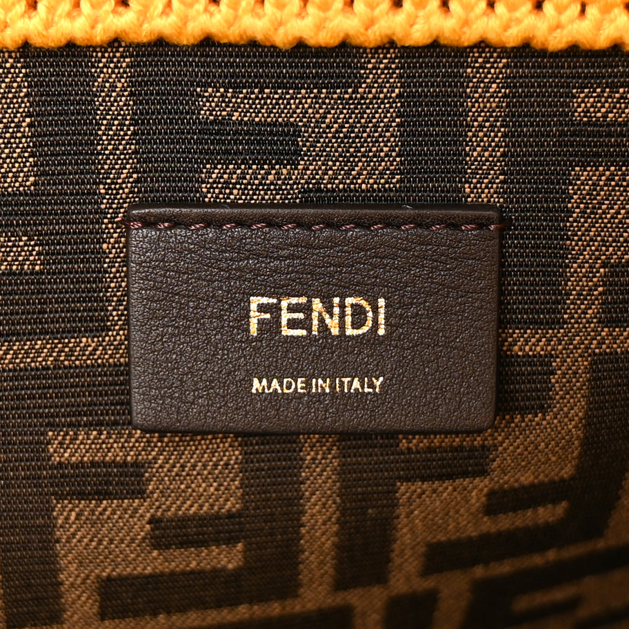 Fendi Crochet Vitello King Logo Plexiglass Medium Fendi Sunshine Shopper Tote Mimosa Panna Image 5