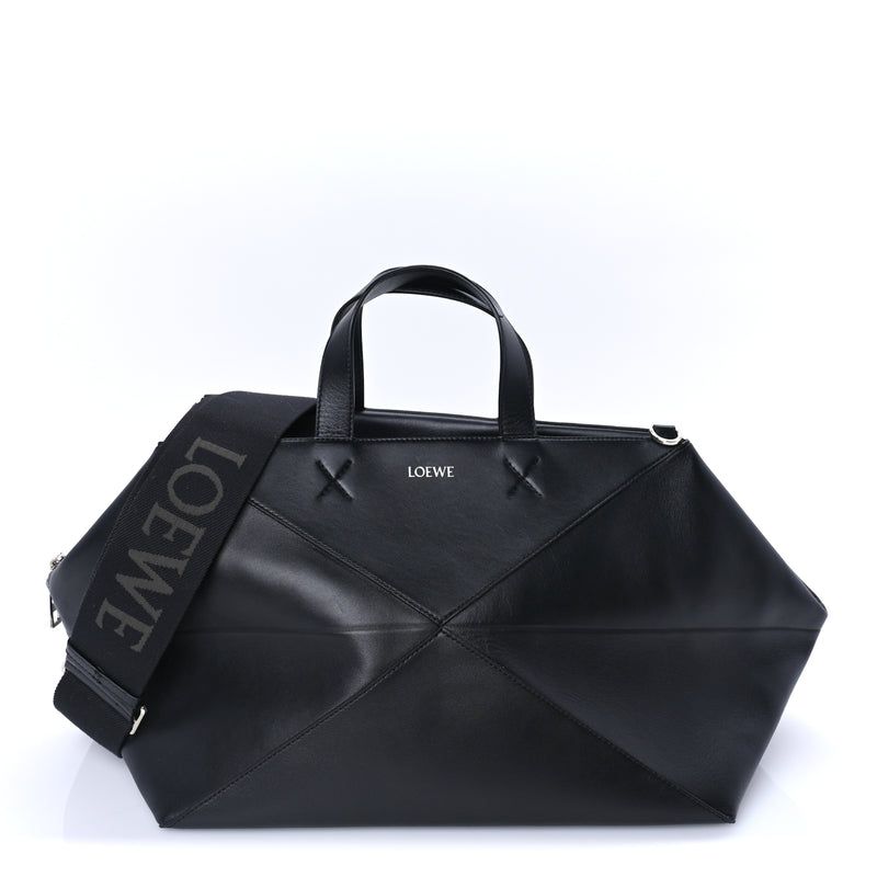  Loewe Shiny Calfskin Puzzle Fold Duffle Black Black