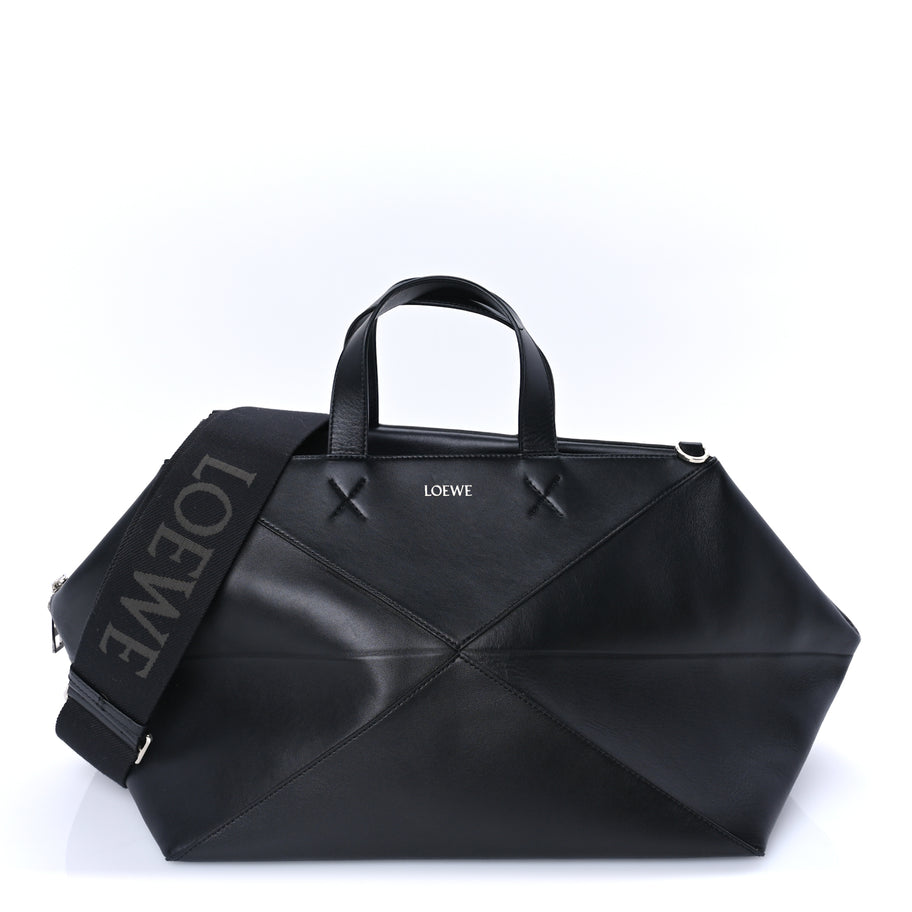 Loewe Shiny Calfskin Puzzle Fold Duffle Black Black Image 1