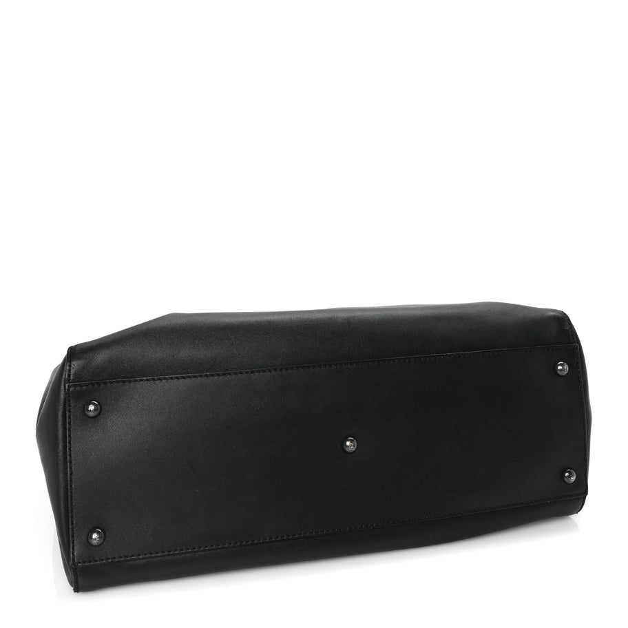 Fendi Vitello Seta Shiny Nappa Large Peekaboo Iconic Satchel Black Image 3