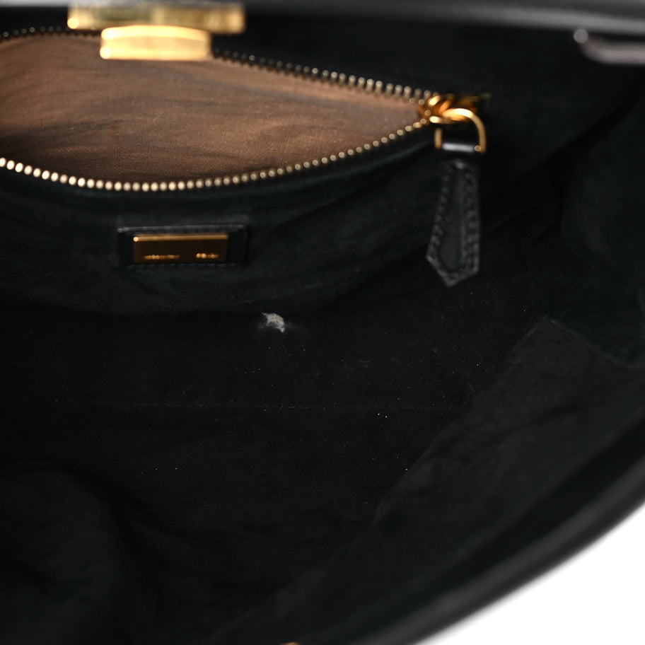 Fendi Vitello Seta Shiny Nappa Large Peekaboo Iconic Satchel Black Image 4
