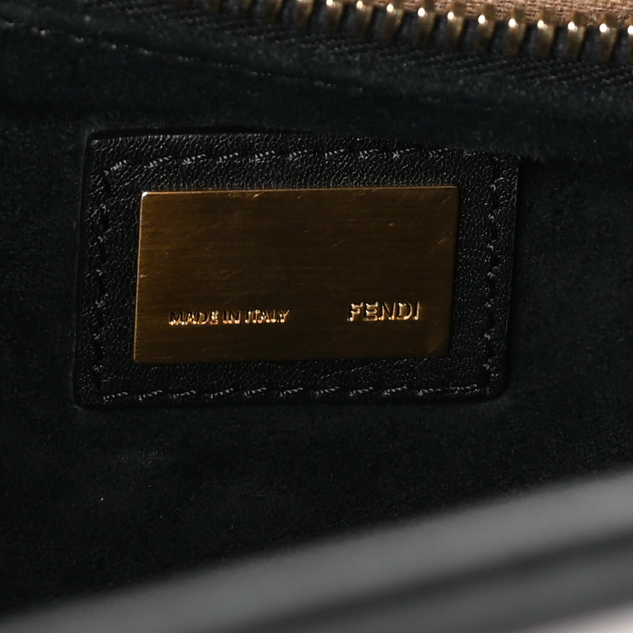 Fendi Vitello Seta Shiny Nappa Large Peekaboo Iconic Satchel Black Image 5