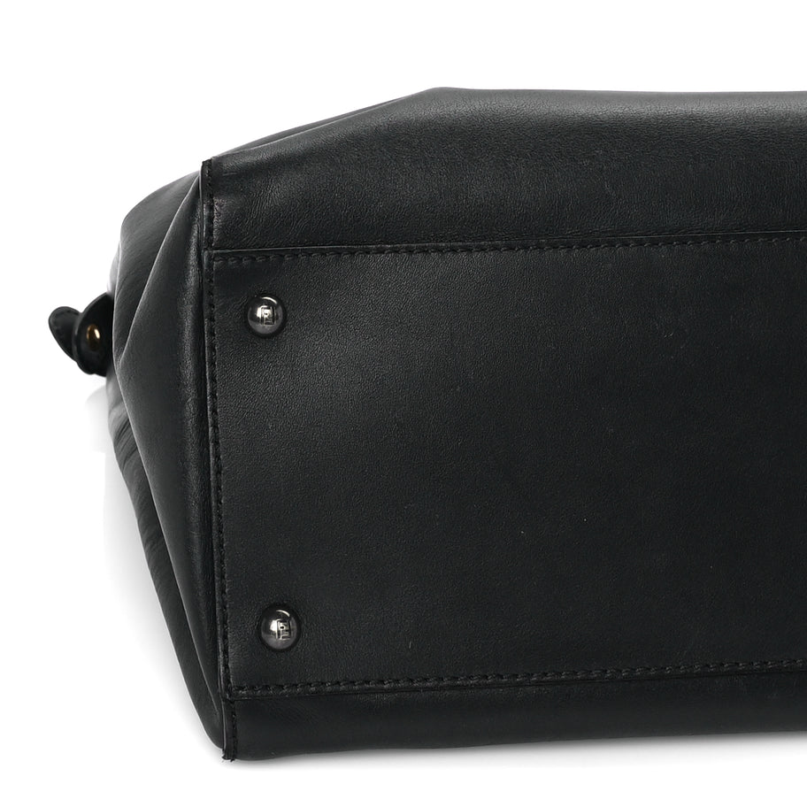 Fendi Vitello Seta Shiny Nappa Large Peekaboo Iconic Satchel Black Image 7