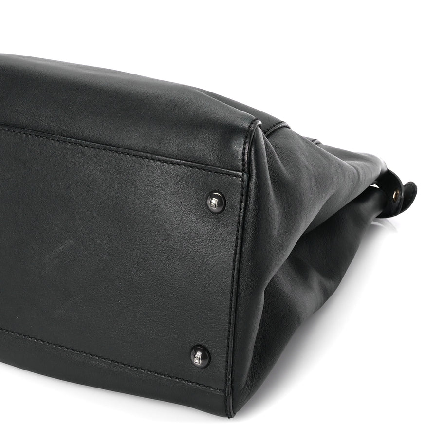 Fendi Vitello Seta Shiny Nappa Large Peekaboo Iconic Satchel Black Image 8
