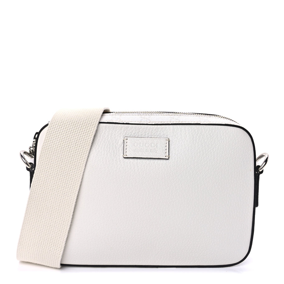 Gucci GG Supreme Monogram Textured Dollar Calfskin Small Crossbody Bag  White Image 1
