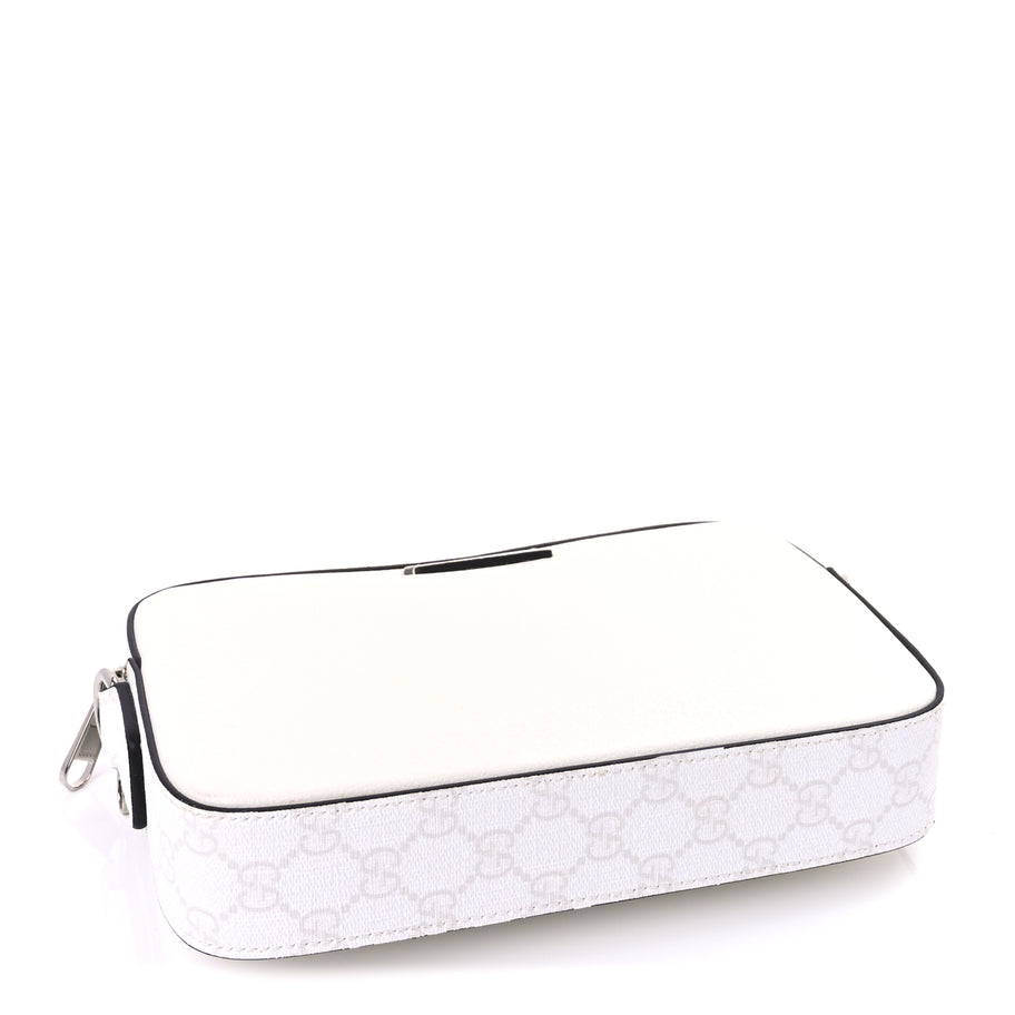 Gucci GG Supreme Monogram Textured Dollar Calfskin Small Crossbody Bag  White Image 3
