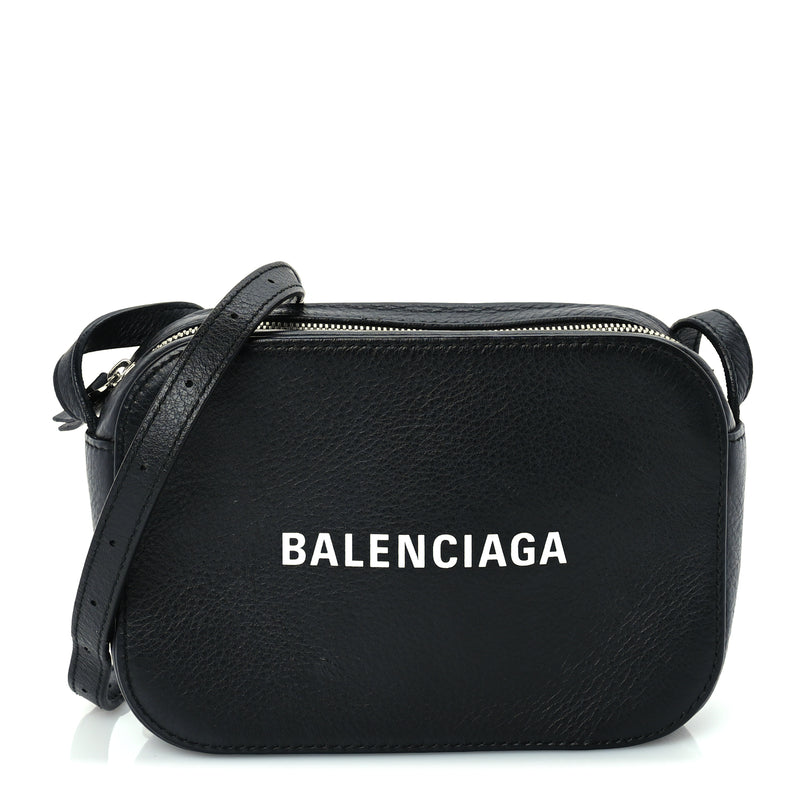  Balenciaga Calfskin Logo XS Everyday Camera Bag Black