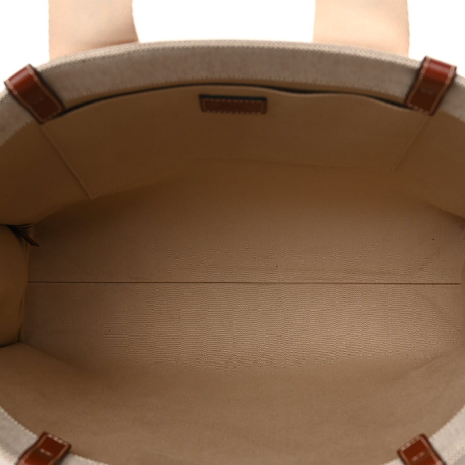 Chloe Cotton Calfskin Large Woody Ribbon Tote White Brown Image 4