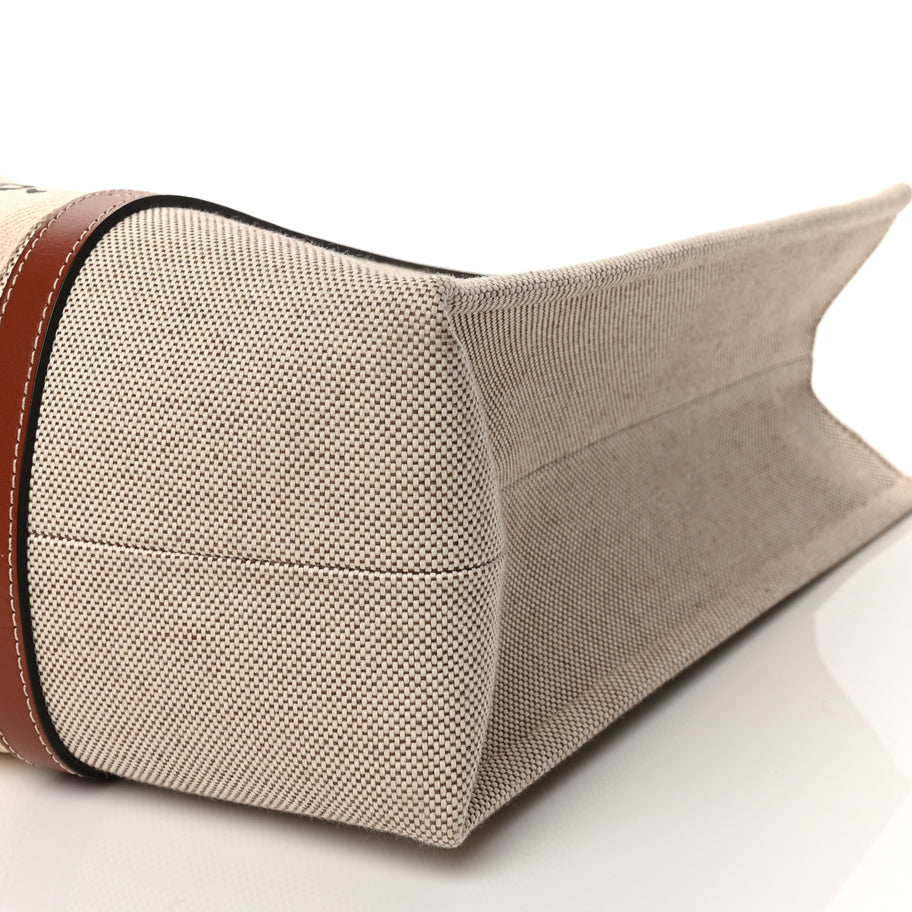 Chloe Cotton Calfskin Large Woody Ribbon Tote White Brown Image 10