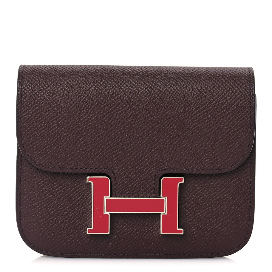 Hermes Epsom Enamel Constance Slim Wallet  Rouge Sellier Framboise Image 1